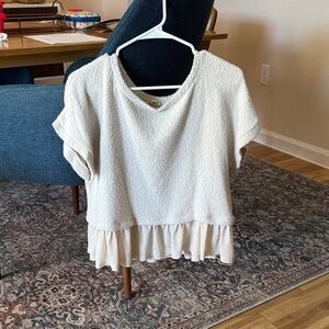 Pilcro Cream Textured Layered Blouse